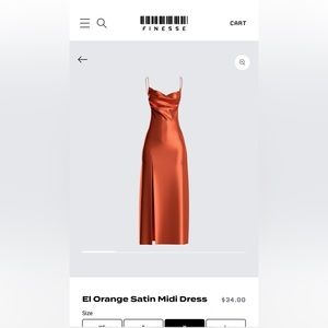 El Orange Satin Midi Dress from Finesse